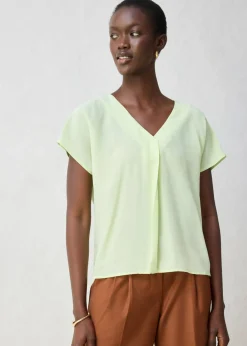 bonprix bonprix Camiseta con contenido de seda e inserto de tejido verde tiza Clearance