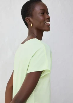 bonprix bonprix Camiseta con contenido de seda e inserto de tejido verde tiza Clearance