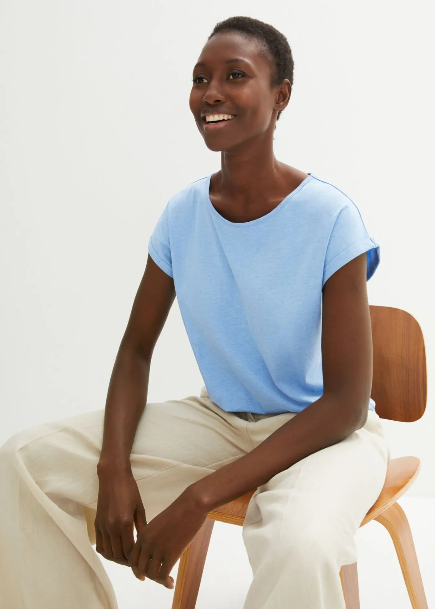 bonprix bonprix Camiseta con contenido de seda azul provenzal New