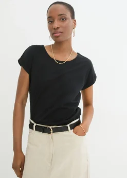 bonprix bonprix Camiseta con contenido de seda Negro Best