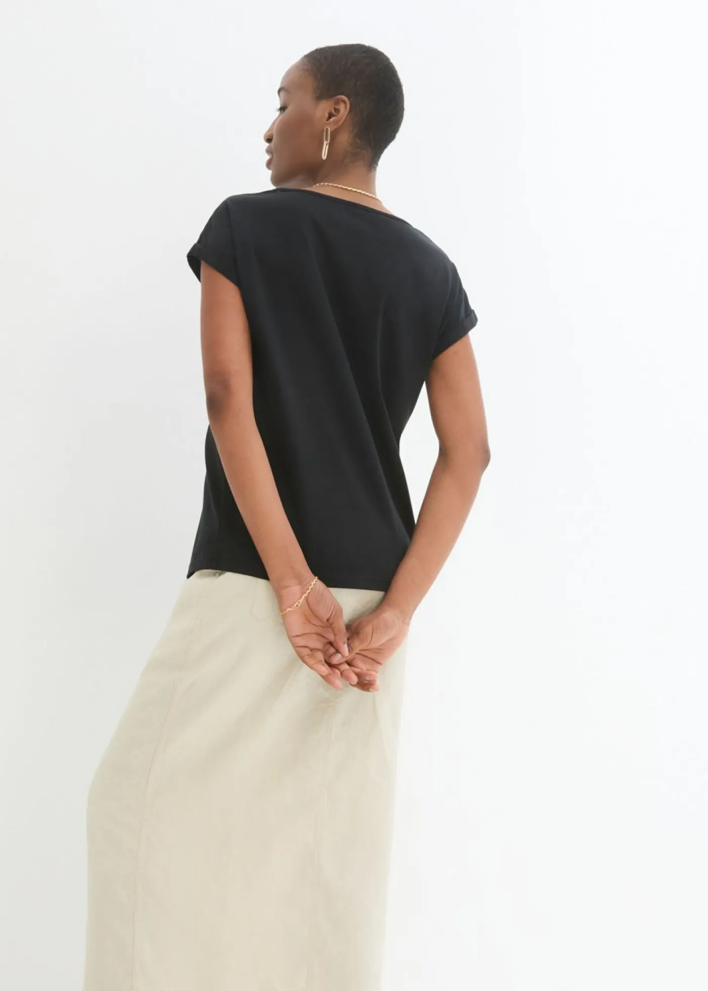 bonprix bonprix Camiseta con contenido de seda Negro Best