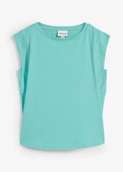 bonprix bonprix Camiseta con contenido de seda Verde agua Outlet