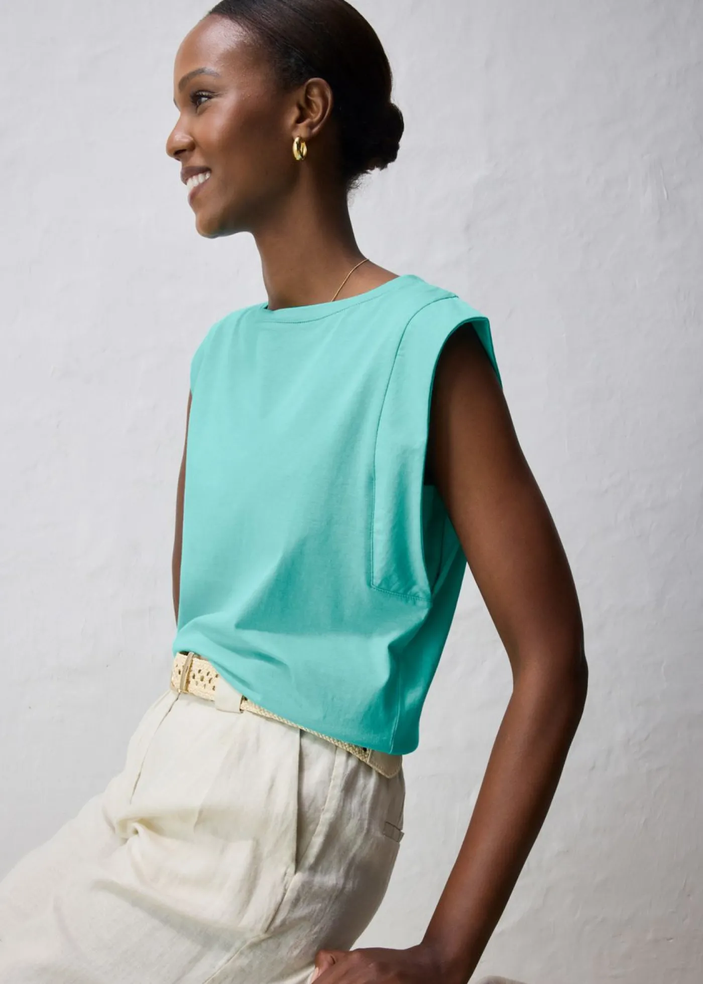 bonprix bonprix Camiseta con contenido de seda Verde agua Outlet