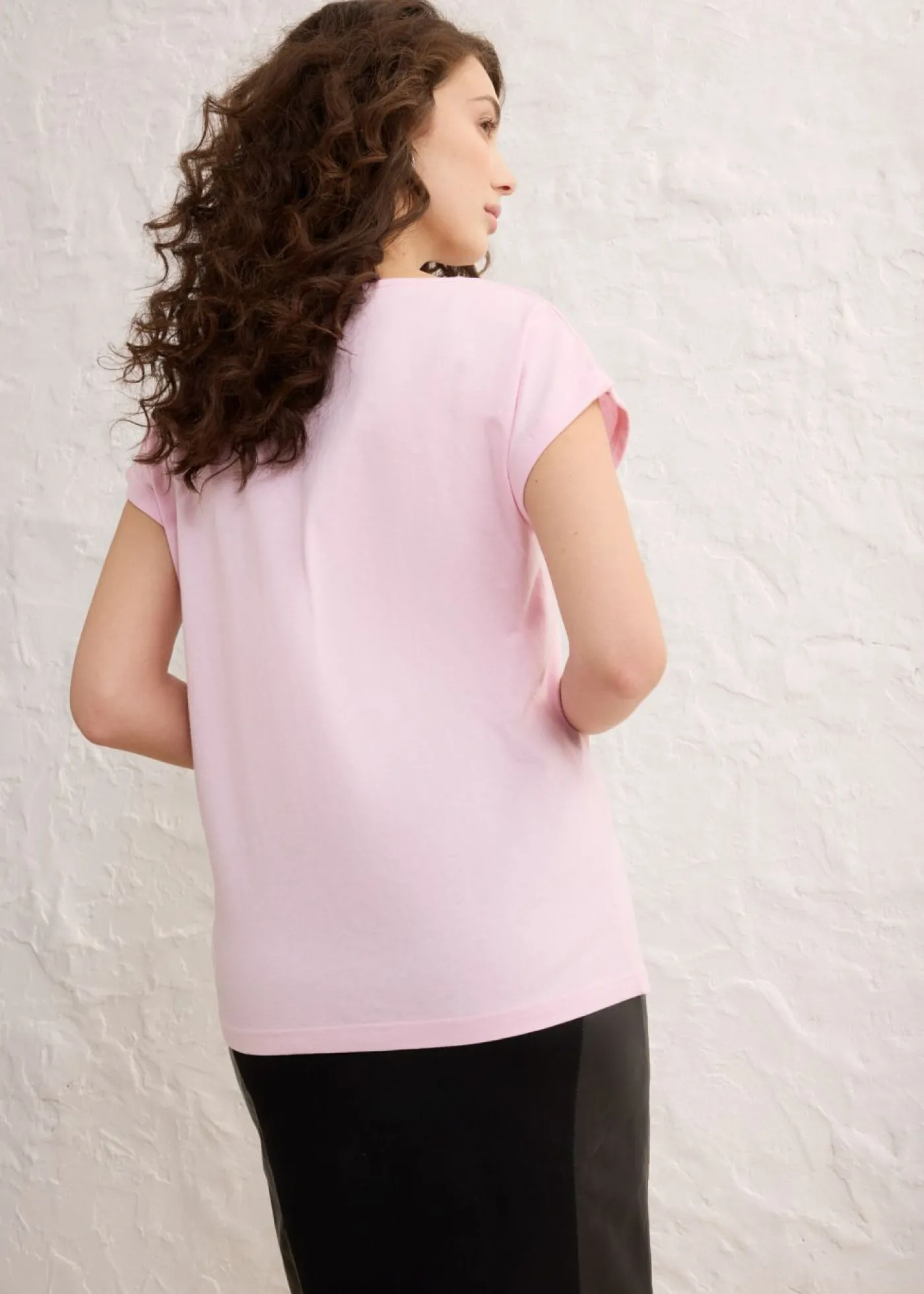 bonprix bonprix Camiseta con contenido de seda rosa cristal Online