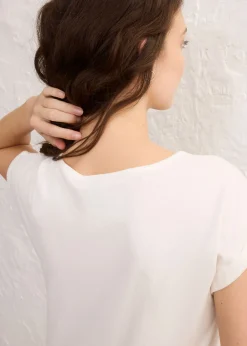 bonprix bonprix Camiseta con contenido de seda Blanco lana Sale