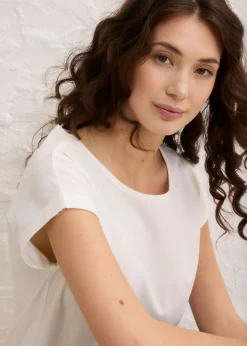 bonprix bonprix Camiseta con contenido de seda Blanco lana Sale