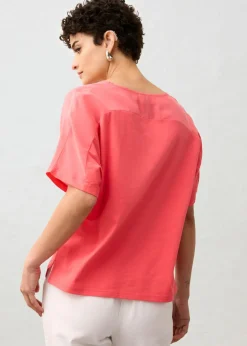bonprix bonprix Camiseta con contenido de seda e inserto de tejido rosa paraíso Online