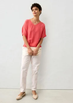 bonprix bonprix Camiseta con contenido de seda e inserto de tejido rosa paraíso Online