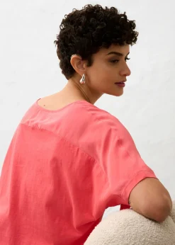 bonprix bonprix Camiseta con contenido de seda e inserto de tejido rosa paraíso Online