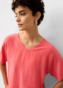 bonprix bonprix Camiseta con contenido de seda e inserto de tejido rosa paraíso Online
