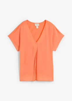 bonprix bonprix Camiseta con contenido de seda e inserto de tejido mandarina