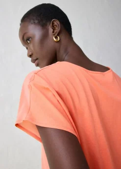 bonprix bonprix Camiseta con contenido de seda e inserto de tejido mandarina