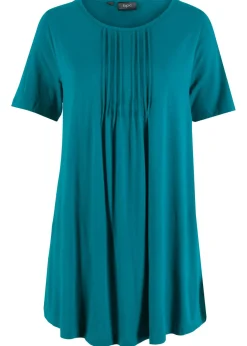 bonprix bonprix Camiseta con corte en A y manga corta turquesa Discount