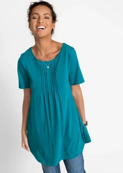bonprix bonprix Camiseta con corte en A y manga corta turquesa Discount