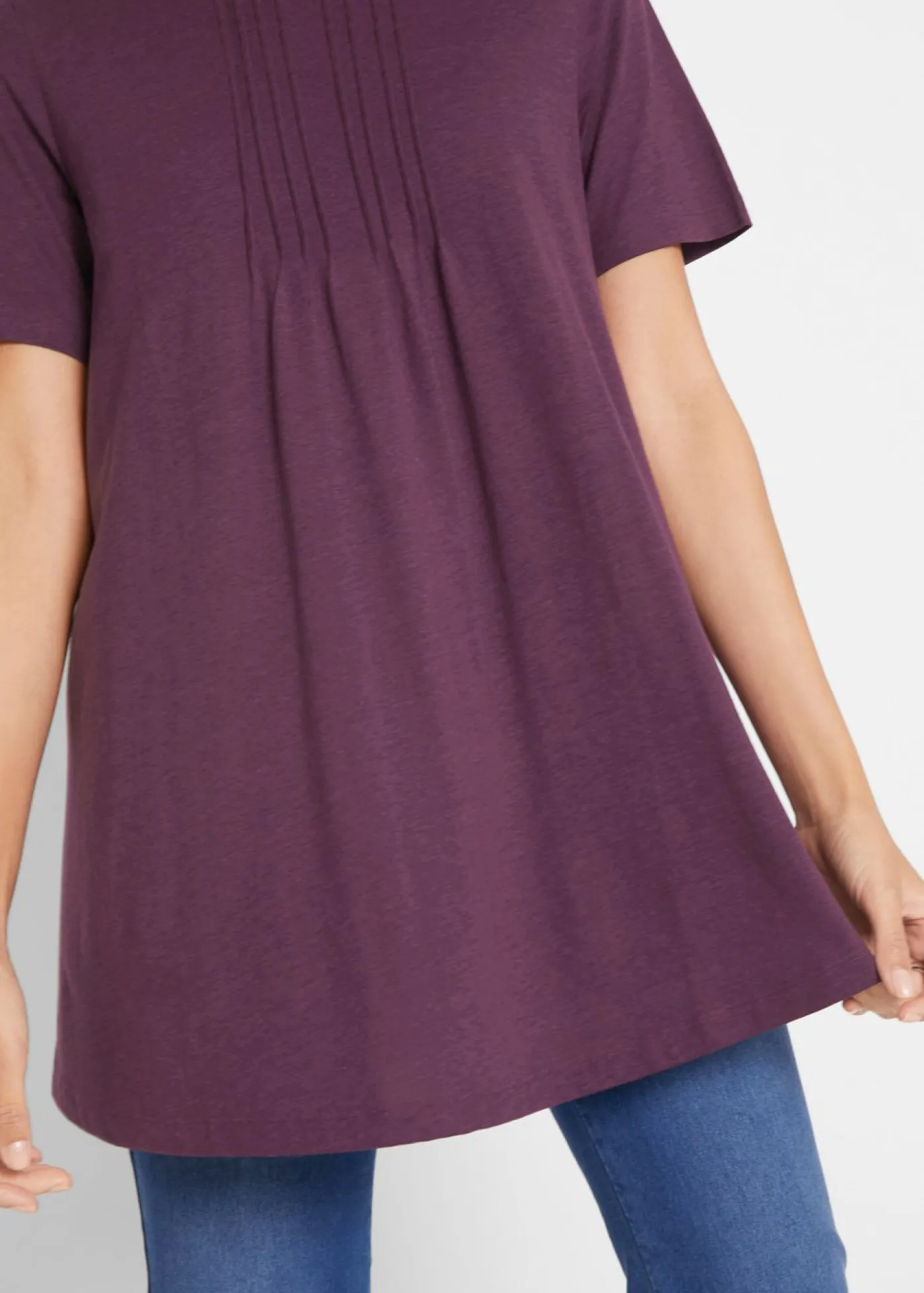 bonprix bonprix Camiseta con corte en A y manga corta Baya de saúco Clearance