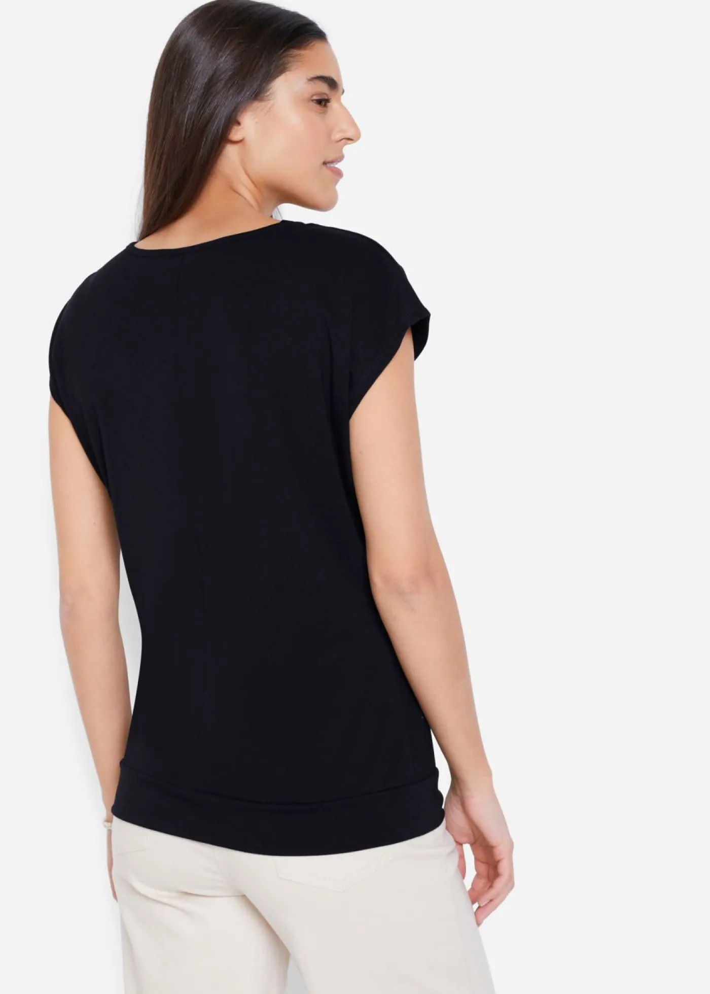 bonprix bonprix Camiseta con cremallera en el cuello Negro Clearance