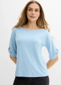 bonprix bonprix Camiseta con cuello barco Azul claro Clearance