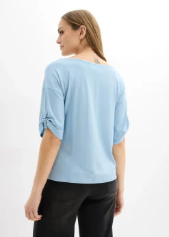bonprix bonprix Camiseta con cuello barco Azul claro Clearance