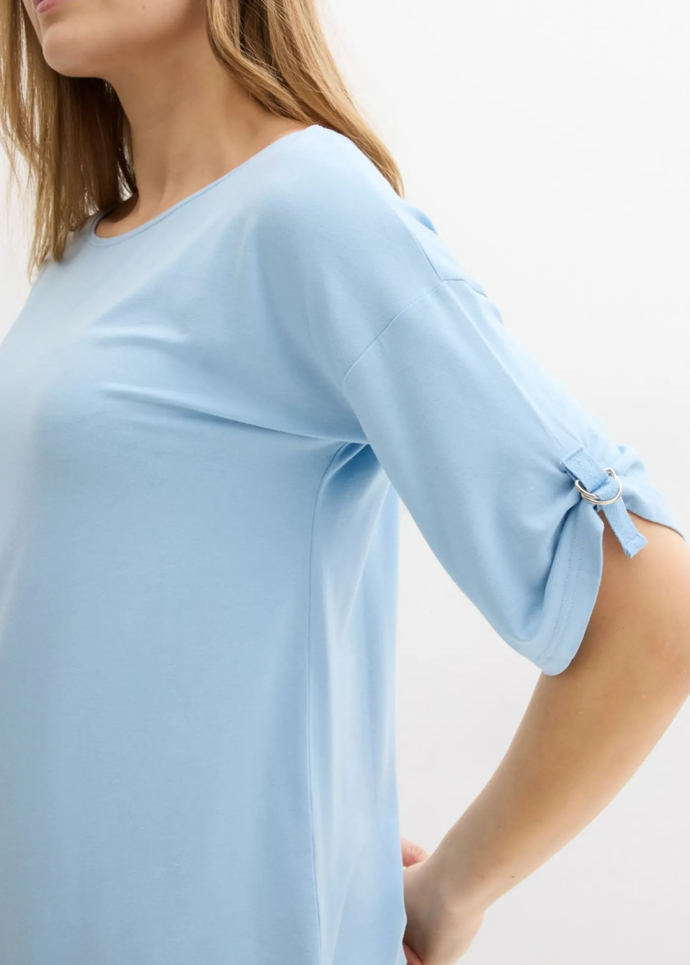 bonprix bonprix Camiseta con cuello barco Azul claro Clearance