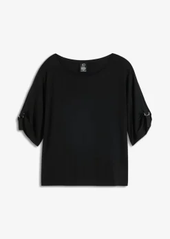 bonprix bonprix Camiseta con cuello barco Negro Clearance