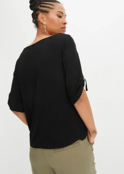 bonprix bonprix Camiseta con cuello barco Negro Clearance