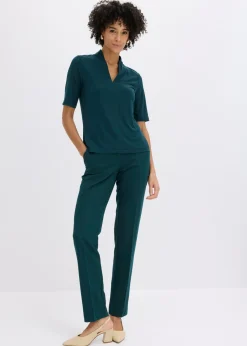 bonprix bonprix Camiseta con cuello chimenea Verde intenso Online