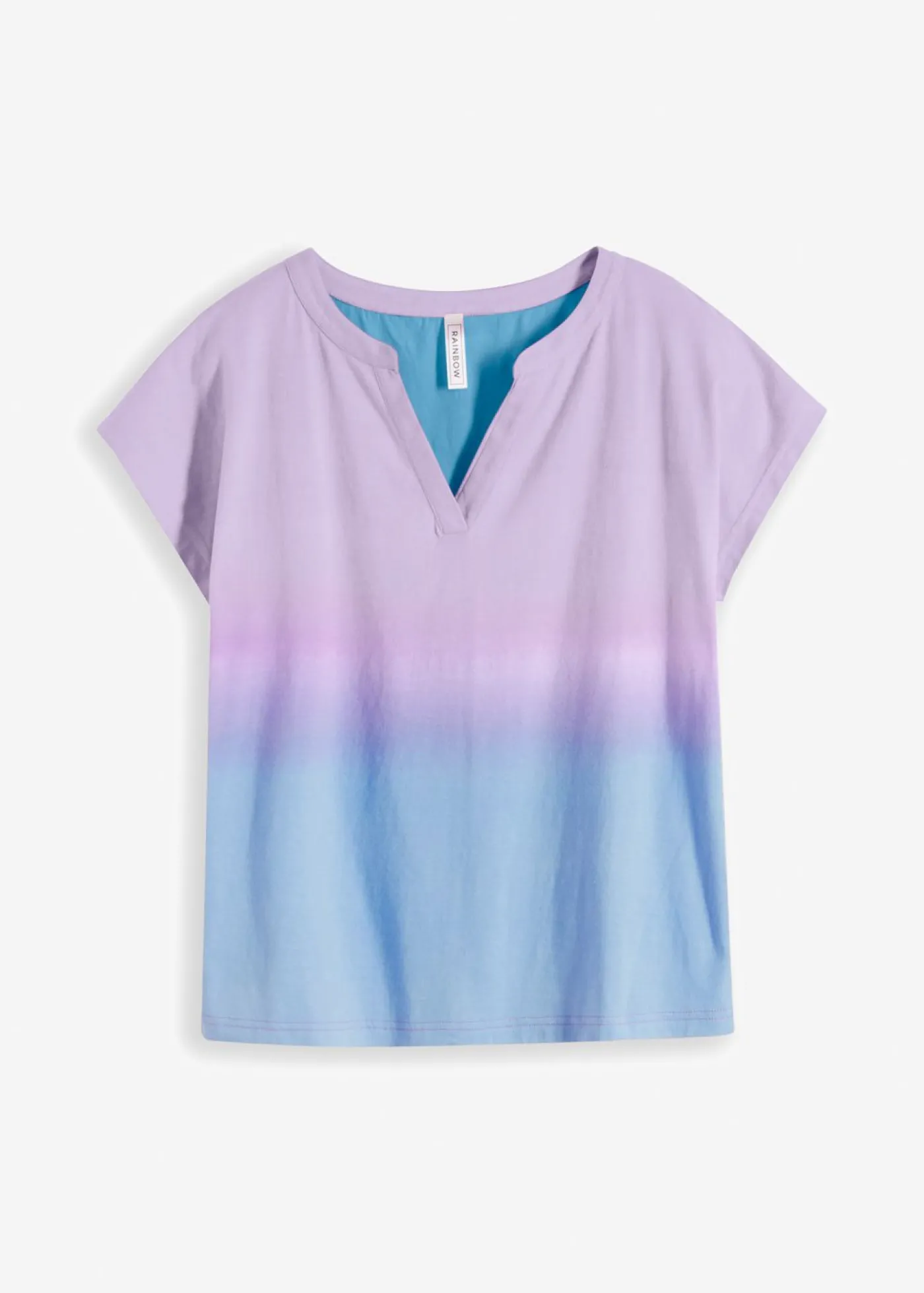 bonprix bonprix Camiseta con cuello henley y efecto ombré azul-lila Online
