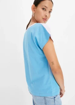 bonprix bonprix Camiseta con cuello henley y efecto ombré azul-lila Online