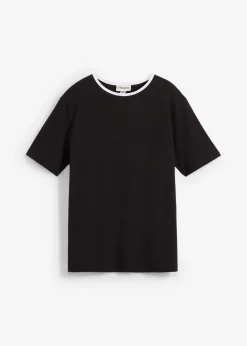 bonprix bonprix Camiseta con detalle de contraste Negro Clearance