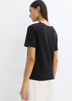 bonprix bonprix Camiseta con detalle de contraste Negro Clearance