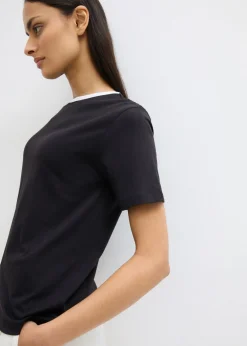 bonprix bonprix Camiseta con detalle de contraste Negro Clearance