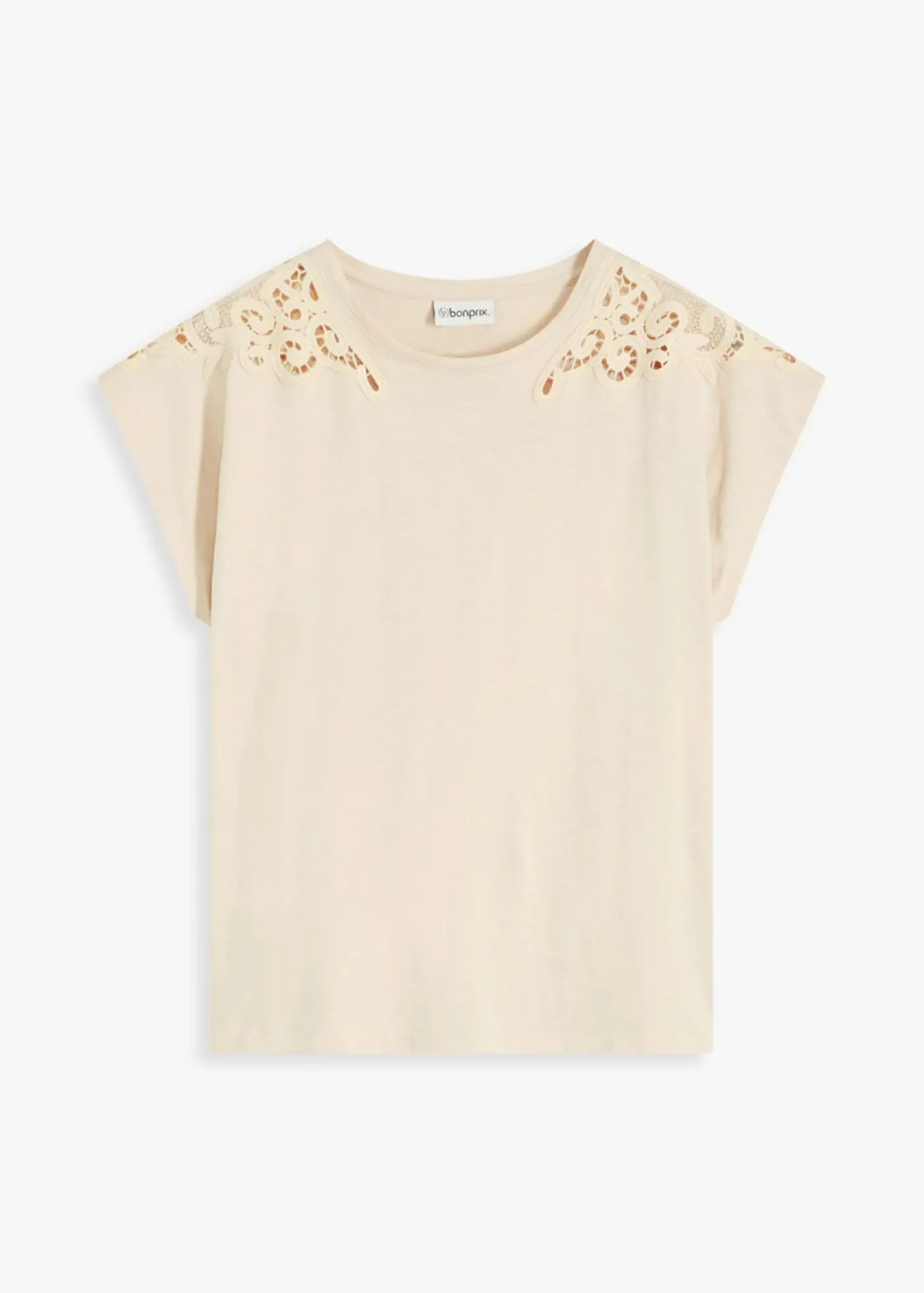 bonprix bonprix Camiseta con detalle de ganchillo Arena claro Clearance