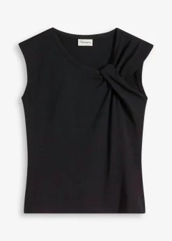 bonprix bonprix Camiseta con detalle de nudo Negro Outlet