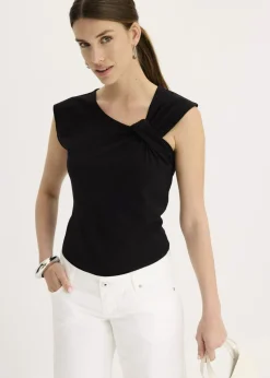 bonprix bonprix Camiseta con detalle de nudo Negro Outlet