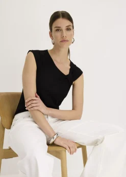 bonprix bonprix Camiseta con detalle de nudo Negro Outlet