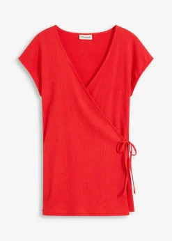 bonprix bonprix Camiseta con efecto cruzado fresa Discount