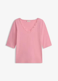 bonprix bonprix Camiseta con encaje orquídea ahumado Best