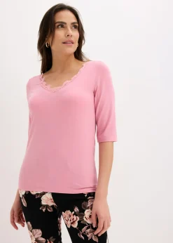 bonprix bonprix Camiseta con encaje orquídea ahumado Best