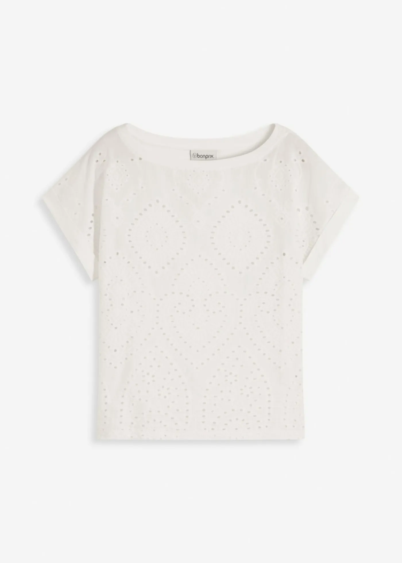 bonprix bonprix Camiseta con encaje calado Blanco lana Hot