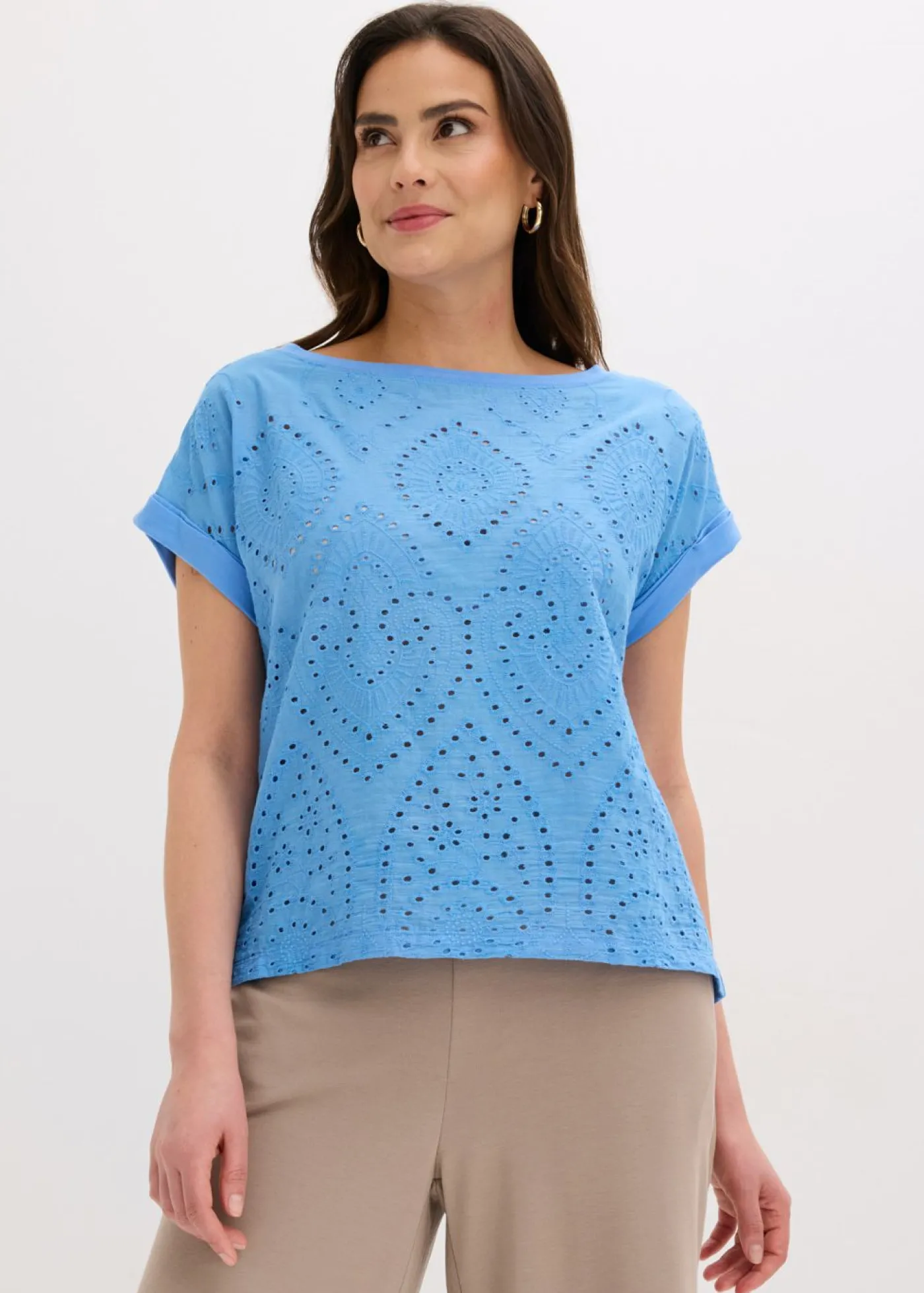 bonprix bonprix Camiseta con encaje calado azul provenzal Best