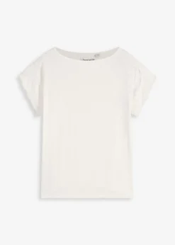bonprix bonprix Camiseta con encaje de ganchillo Blanco lana Outlet
