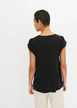 bonprix bonprix Camiseta con encaje en el escote Negro Discount
