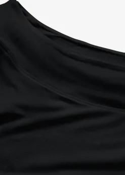 bonprix bonprix Camiseta con escote bañera en mezcla de viscosa Negro New