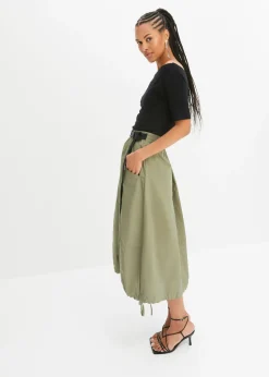 bonprix bonprix Camiseta con escote bañera en mezcla de viscosa Negro New