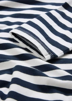 bonprix bonprix Camiseta con escote barco Blanco-azul marino con rayas Sale