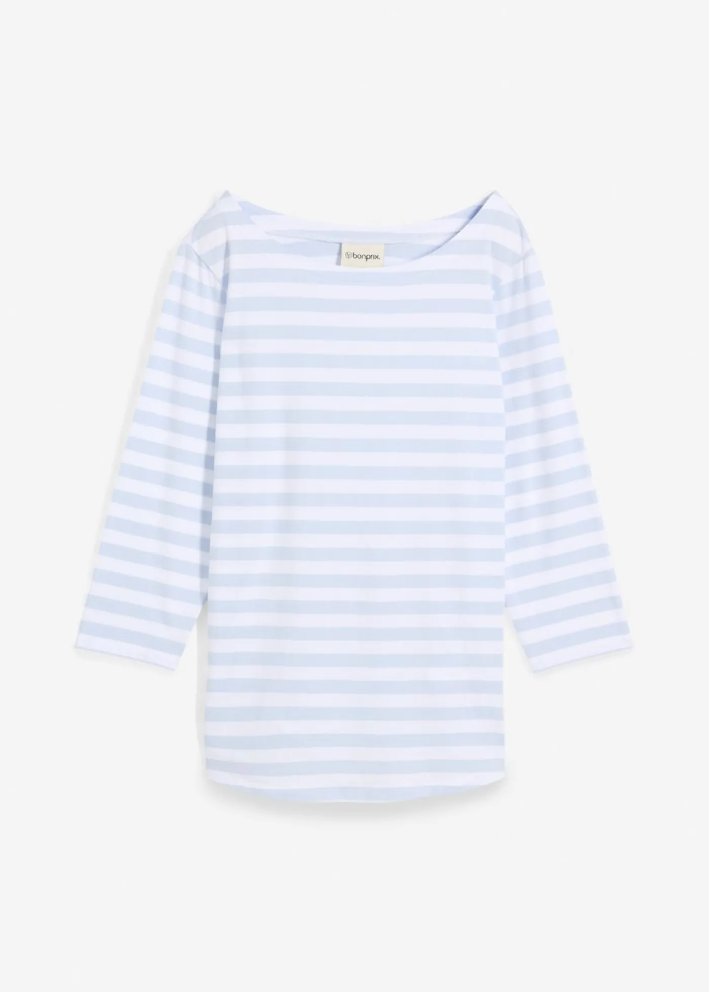 bonprix bonprix Camiseta con escote barco Azul celeste/blanco de rayas horizontales Discount