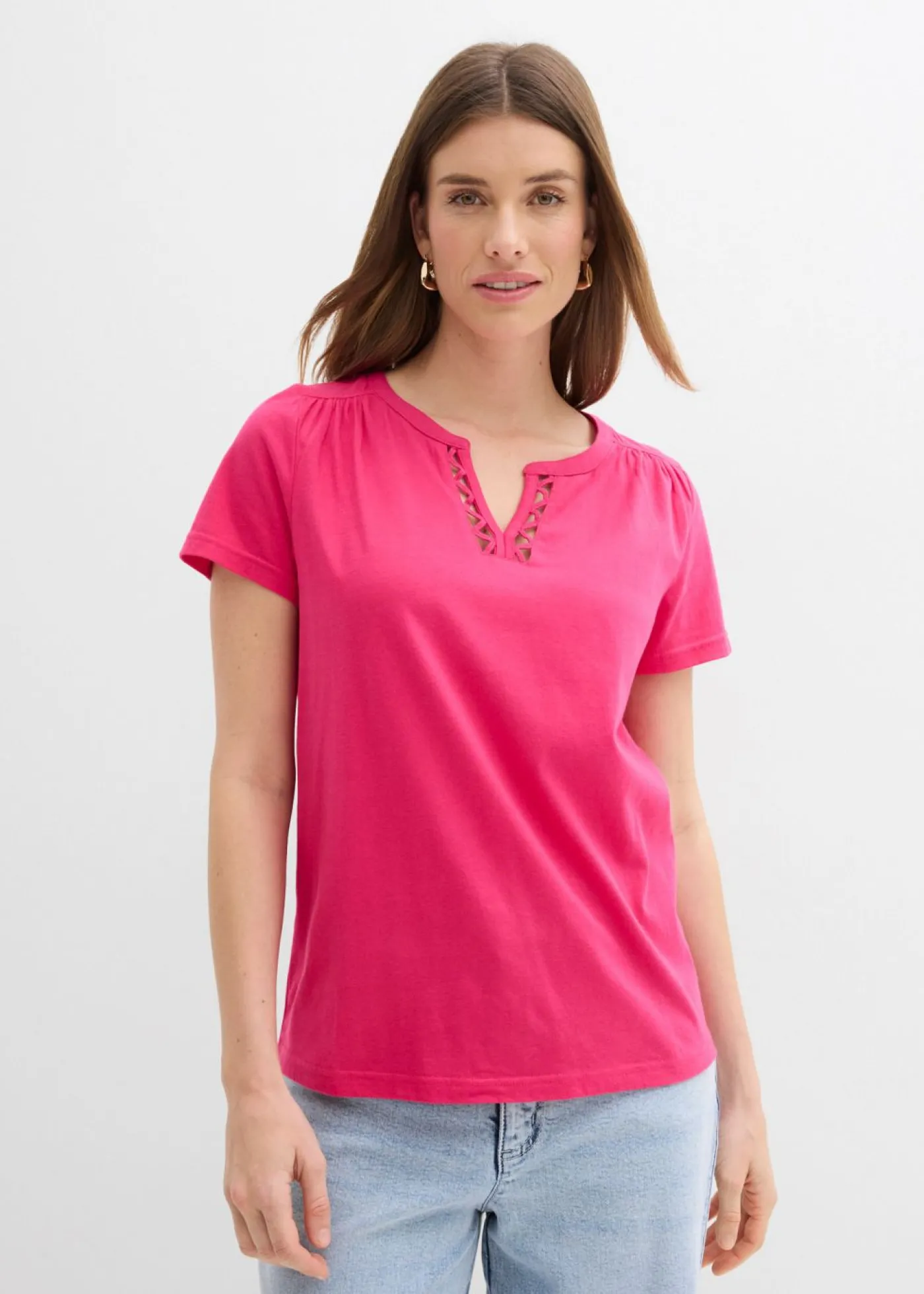 bonprix bonprix Camiseta con escote decorativo Pink lady Clearance