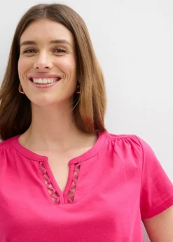 bonprix bonprix Camiseta con escote decorativo Pink lady Clearance