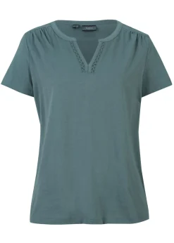 bonprix bonprix Camiseta con escote decorativo Verde eucalipto Clearance