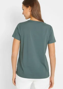 bonprix bonprix Camiseta con escote decorativo Verde eucalipto Clearance